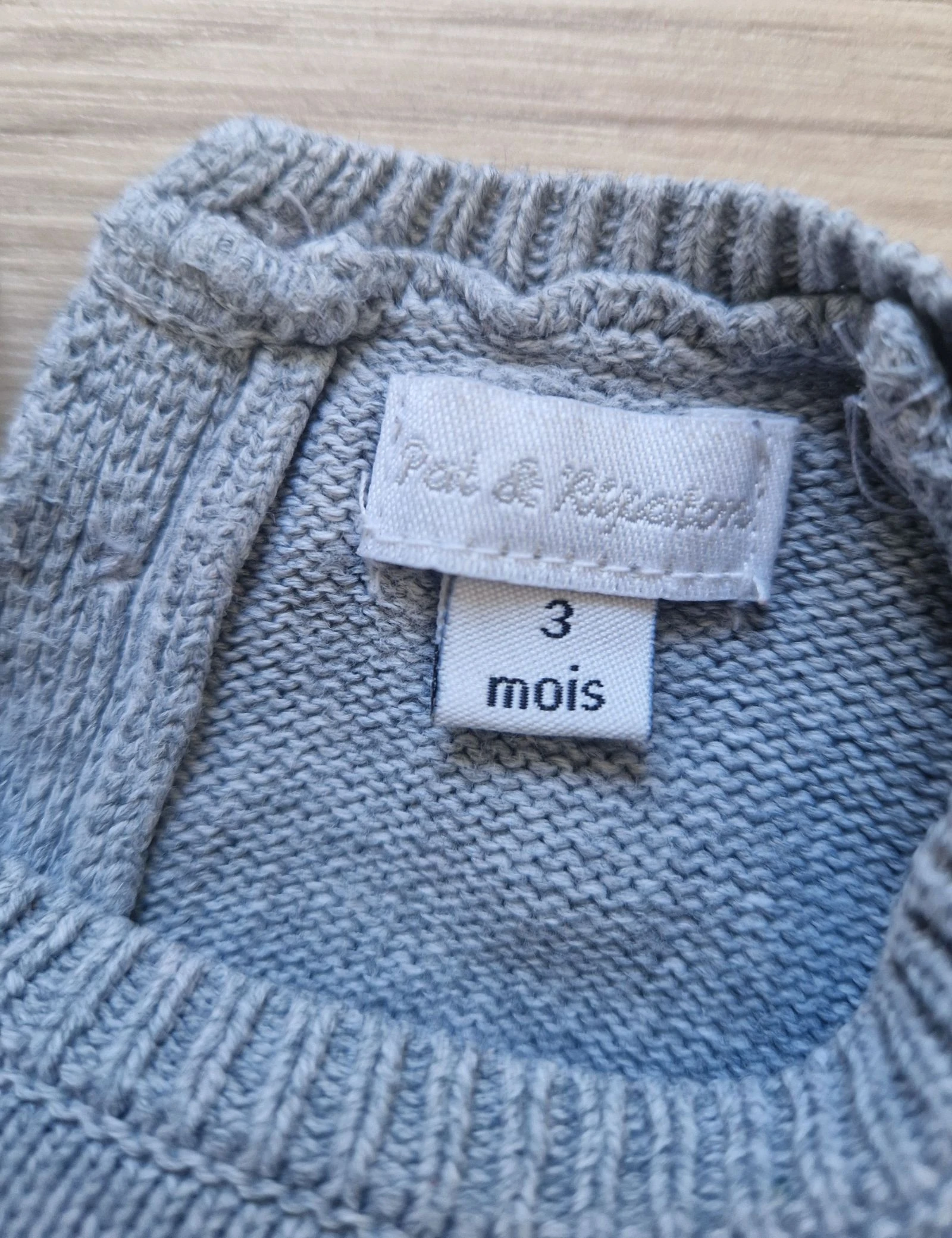 🤍 Vestido de lã bebê menina Pat et Ripaton - cinza - tamanho 3 meses - bom estado – photo 3